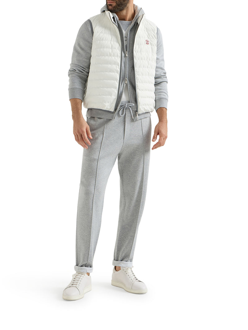 DOUBLE COTTON, CASHMERE AND SILK SWEATSHIRT TOPWEAR WITH ZIP AND HOOD