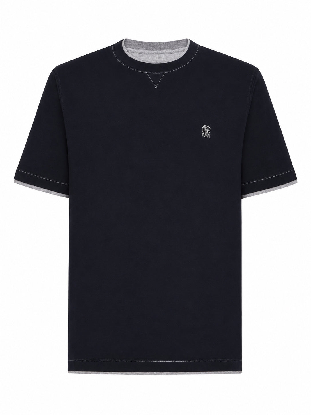COTTON T-SHIRT WITH FRONT LOGO AND CONTRASTING TRIM