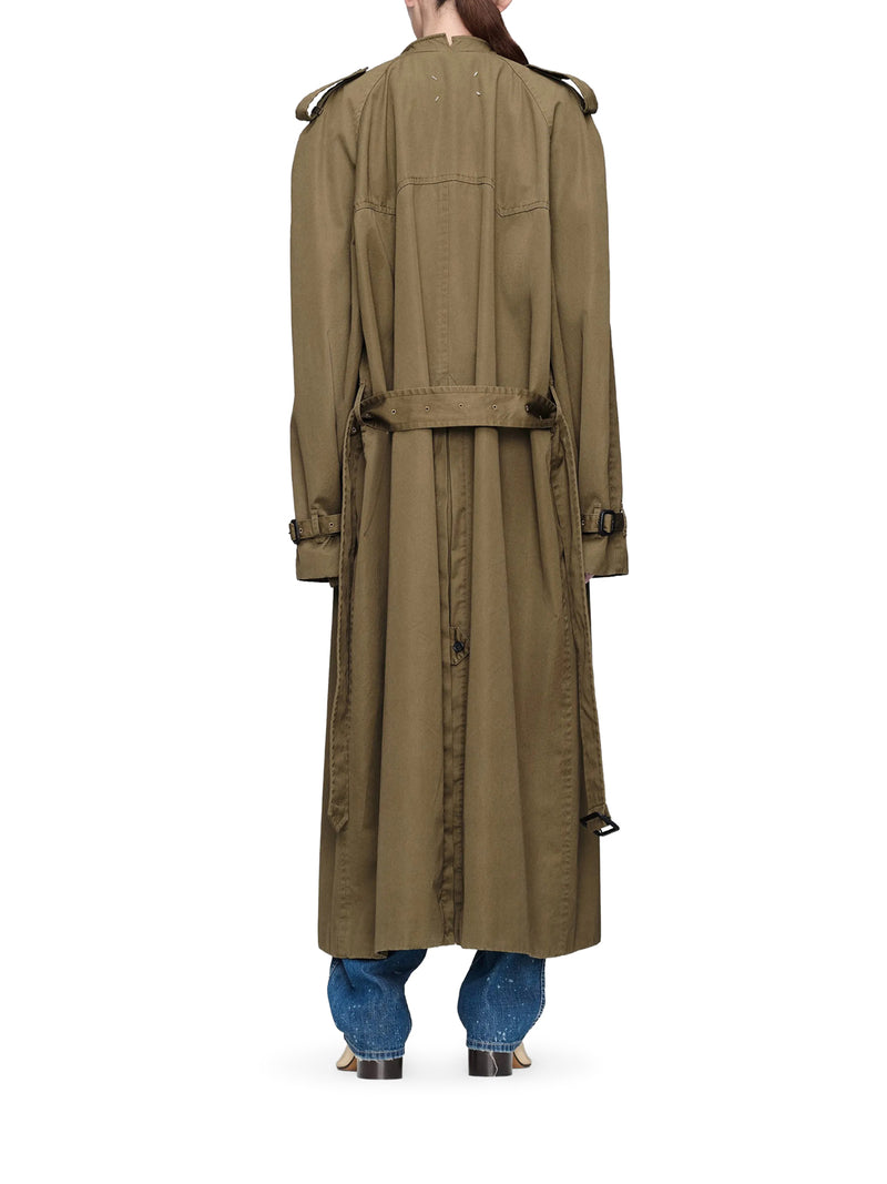 LONG DOUBLE-BREASTED COTTON TRENCH COAT