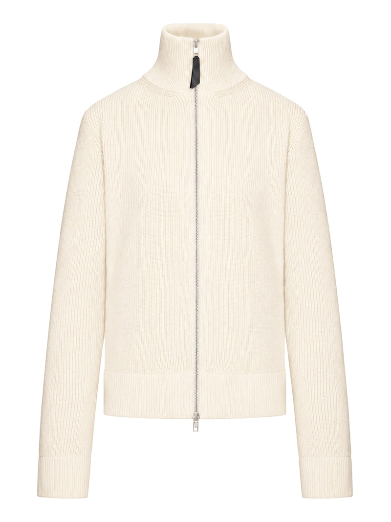 RIBBED COTTON ZIP-UP CARDIGAN