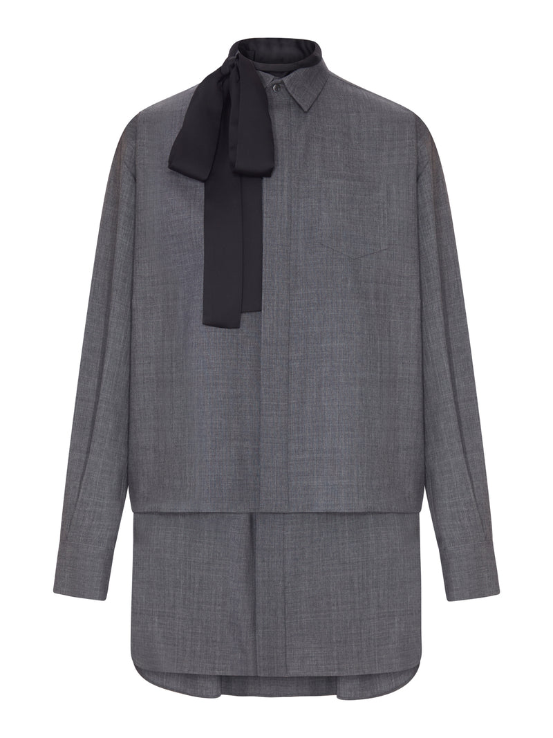 SHIRT DRESS WITH INTEGRATED SCARF