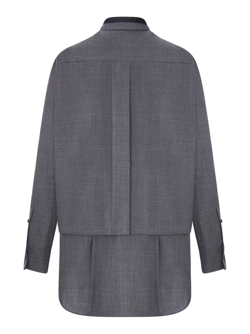 SHIRT DRESS WITH INTEGRATED SCARF