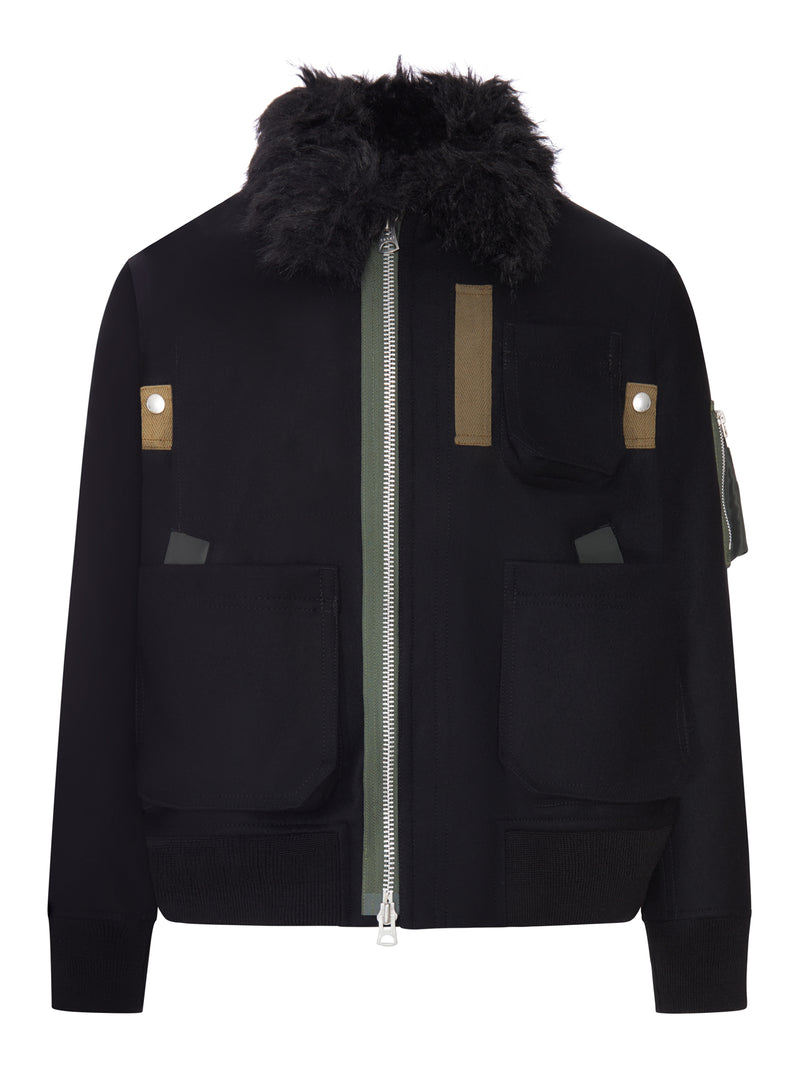 BOMBER JACKET WITH FAUX FUR COLLAR