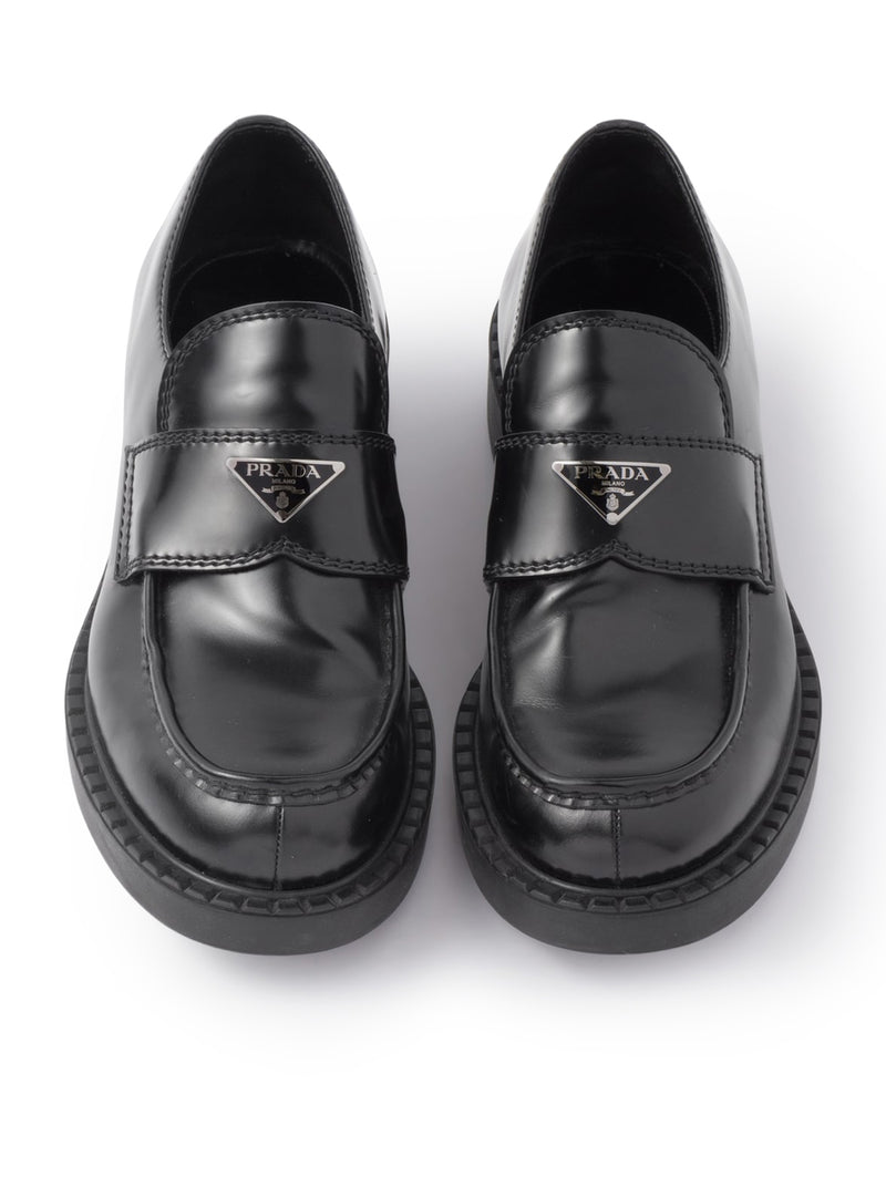 BRUSHED LEATHER LOAFERS WITH LOGO