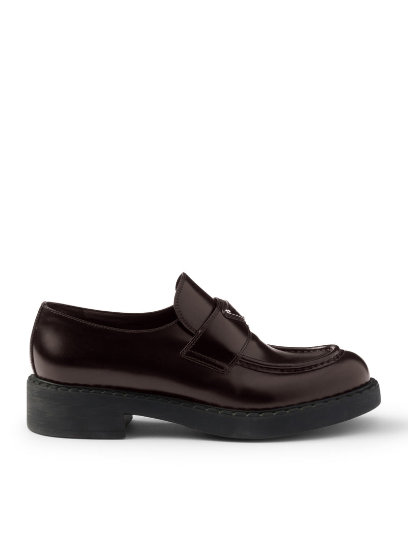 BRUSHED LEATHER LOAFERS WITH LOGO