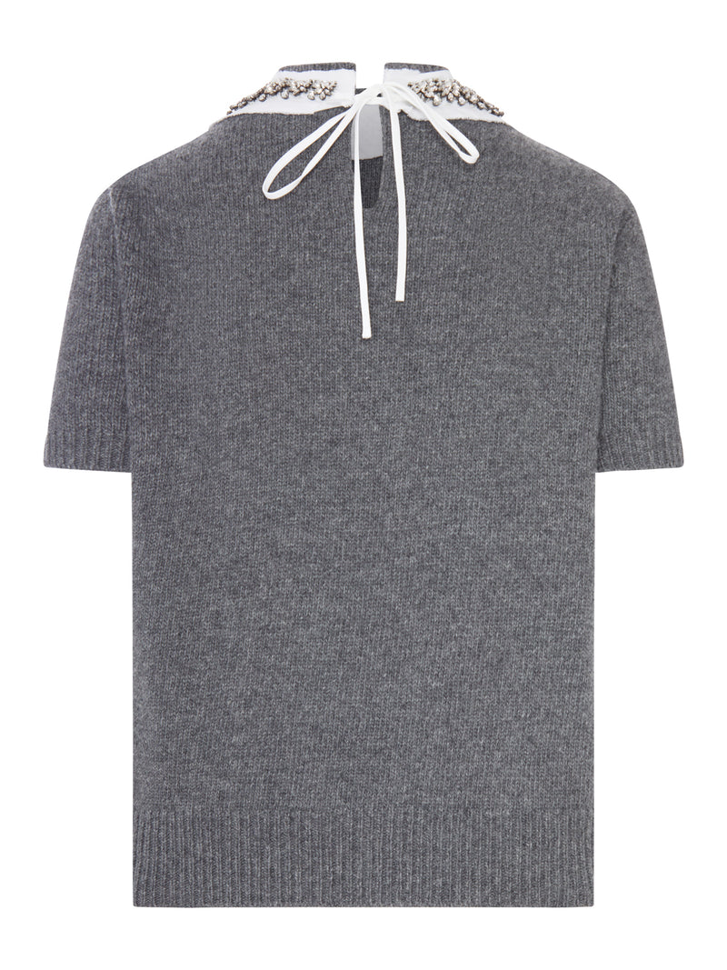CASHMERE SWEATER WITH JEWEL NECKLINE