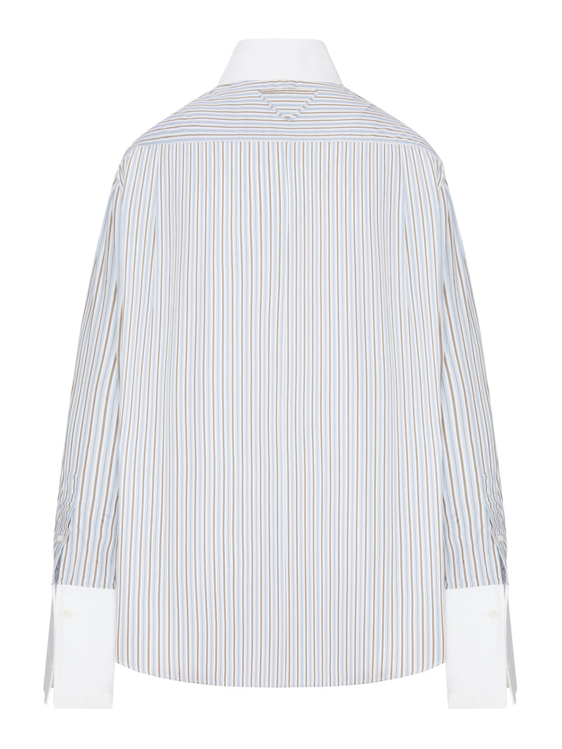 STRIPED COTTON SHIRT WITH CONTRASTING CUFFS