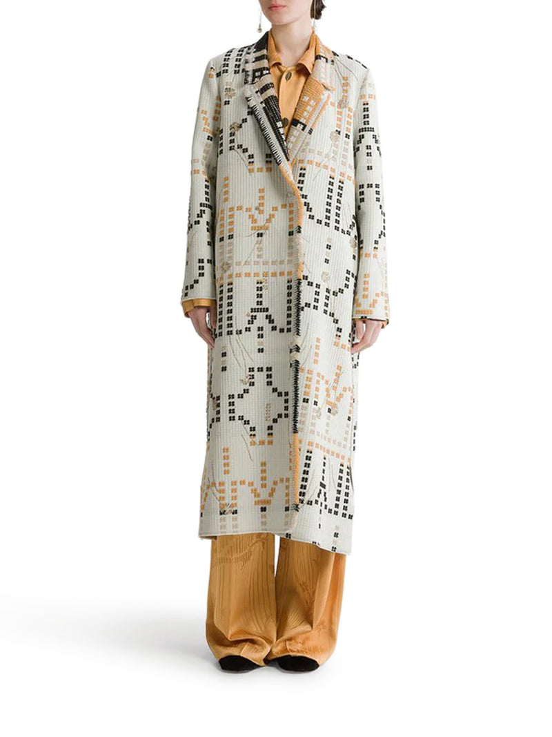 LONG EMBROIDERED JACQUARD COAT