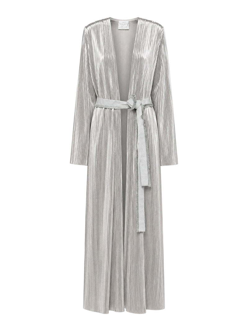 VELVET-EFFECT PLEATED JERSEY ROBE