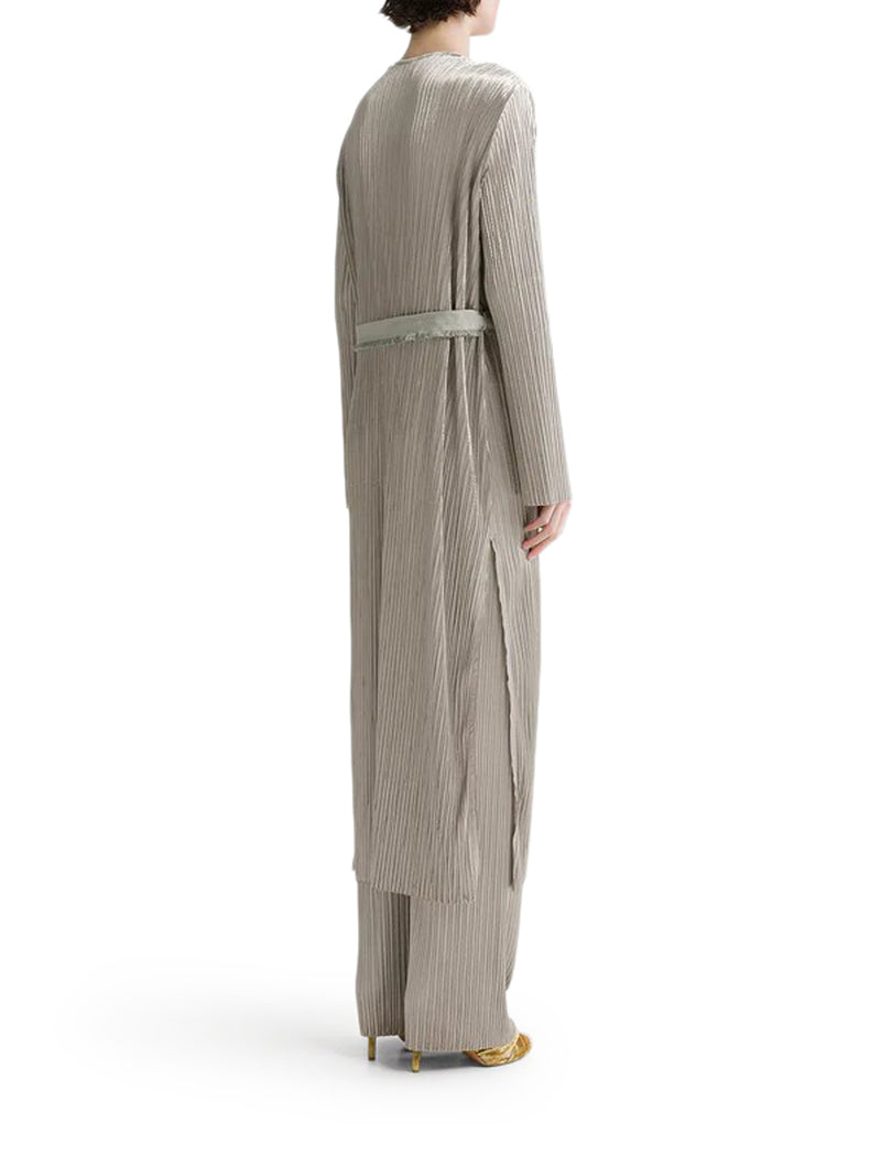 VELVET-EFFECT PLEATED JERSEY ROBE