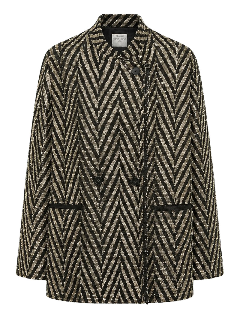 BLACK CHEVRON JAQUARD OVER-JACKET