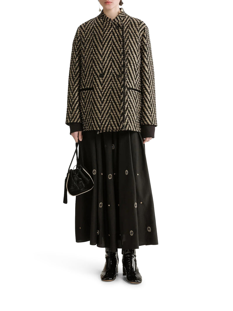 BLACK CHEVRON JAQUARD OVER-JACKET