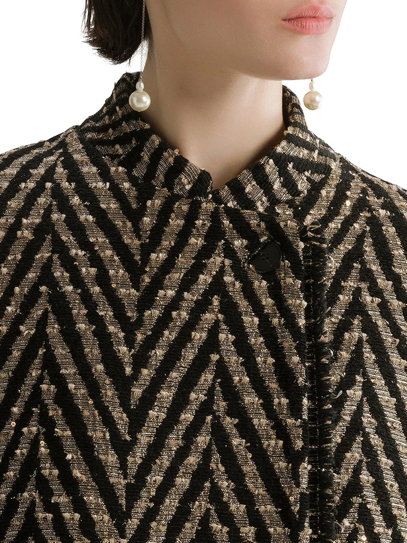 BLACK CHEVRON JAQUARD OVER-JACKET