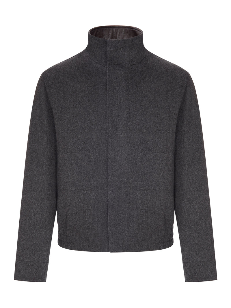LORO PIANA FABRIC BLOUSON WITH HIGH COLLAR