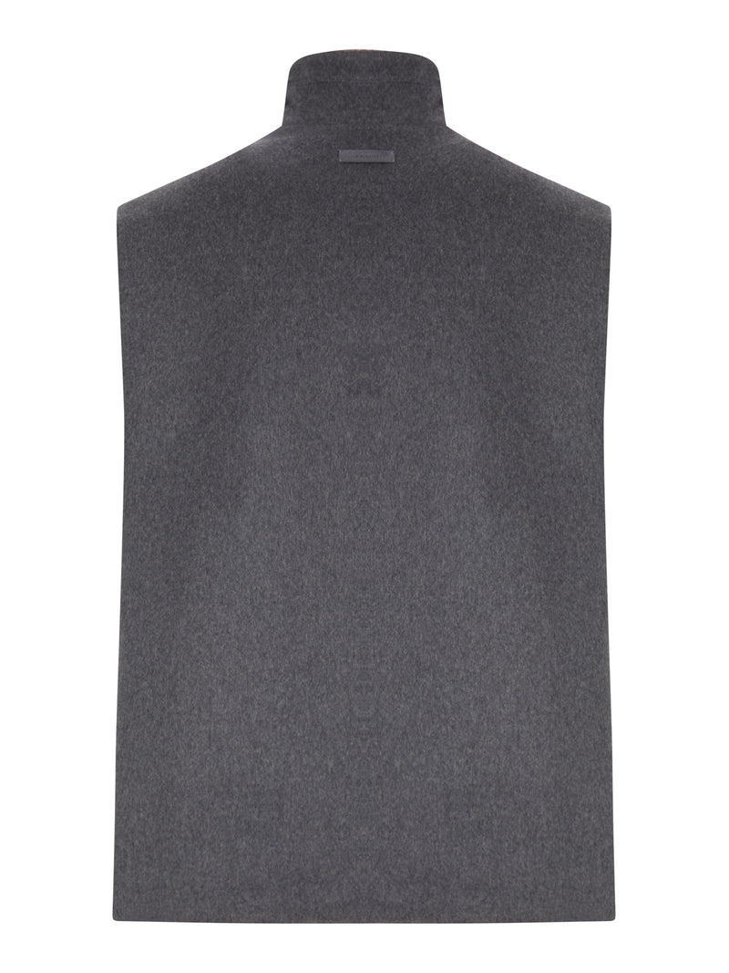 WOOL AND CASHMERE VEST WITH ZIP AND HIGH COLLAR