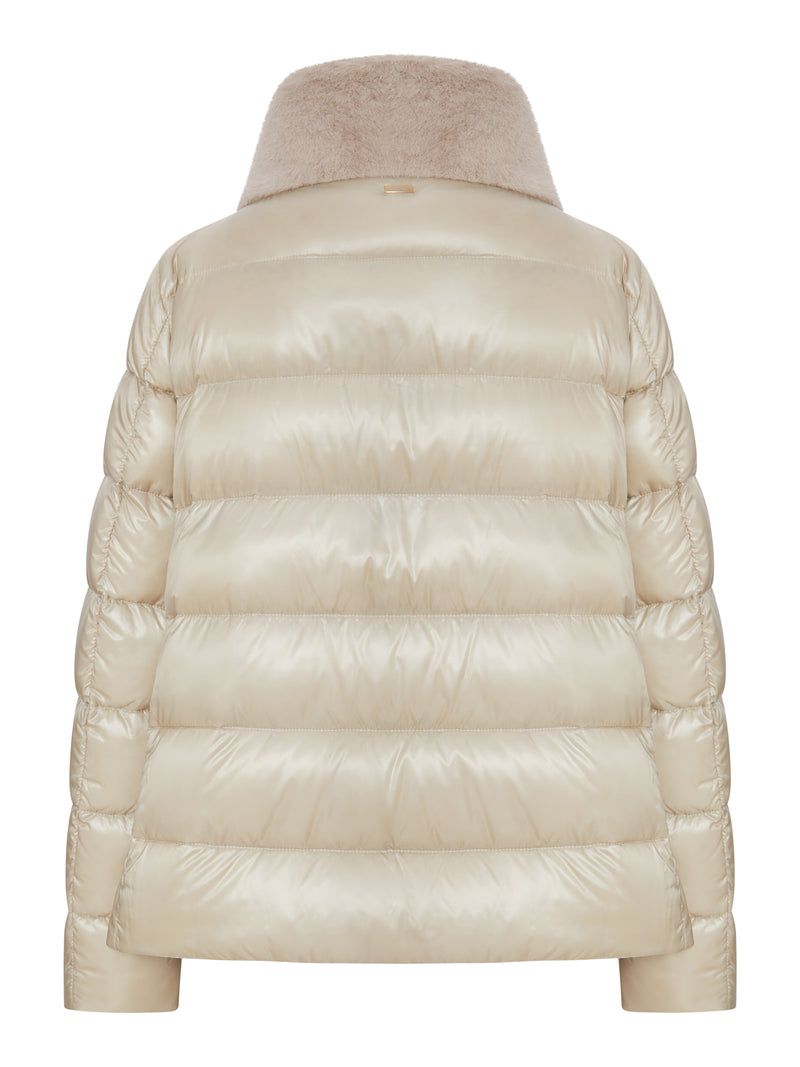 PUFFER JACKET WITH FAUX FUR PANEL