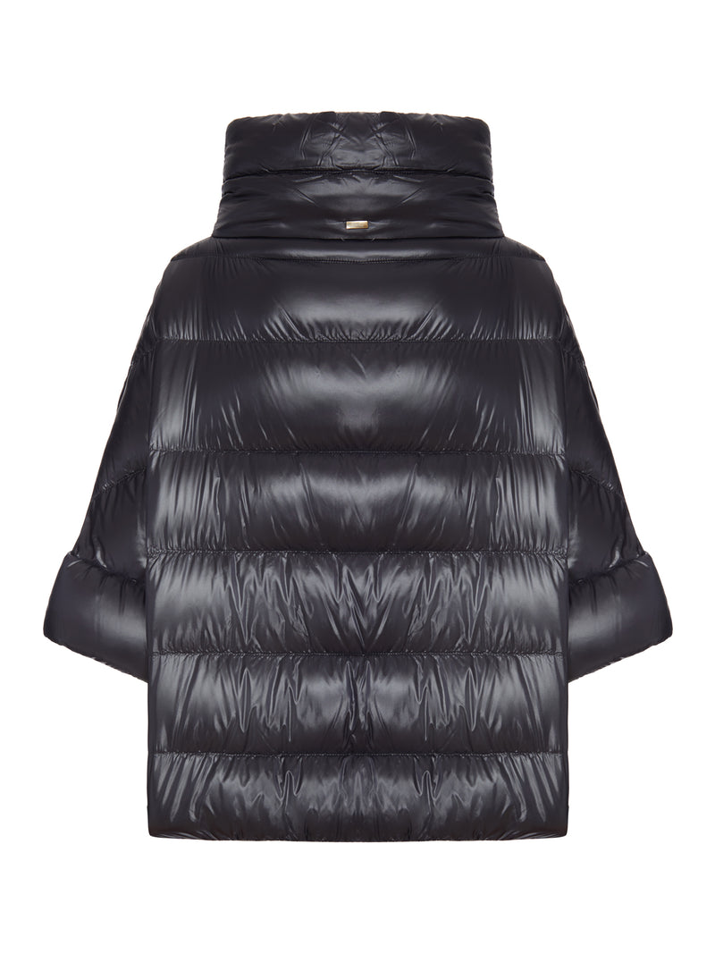 DOWN JACKET WITH WIDE COLLAR AND 3/4 SLEEVES