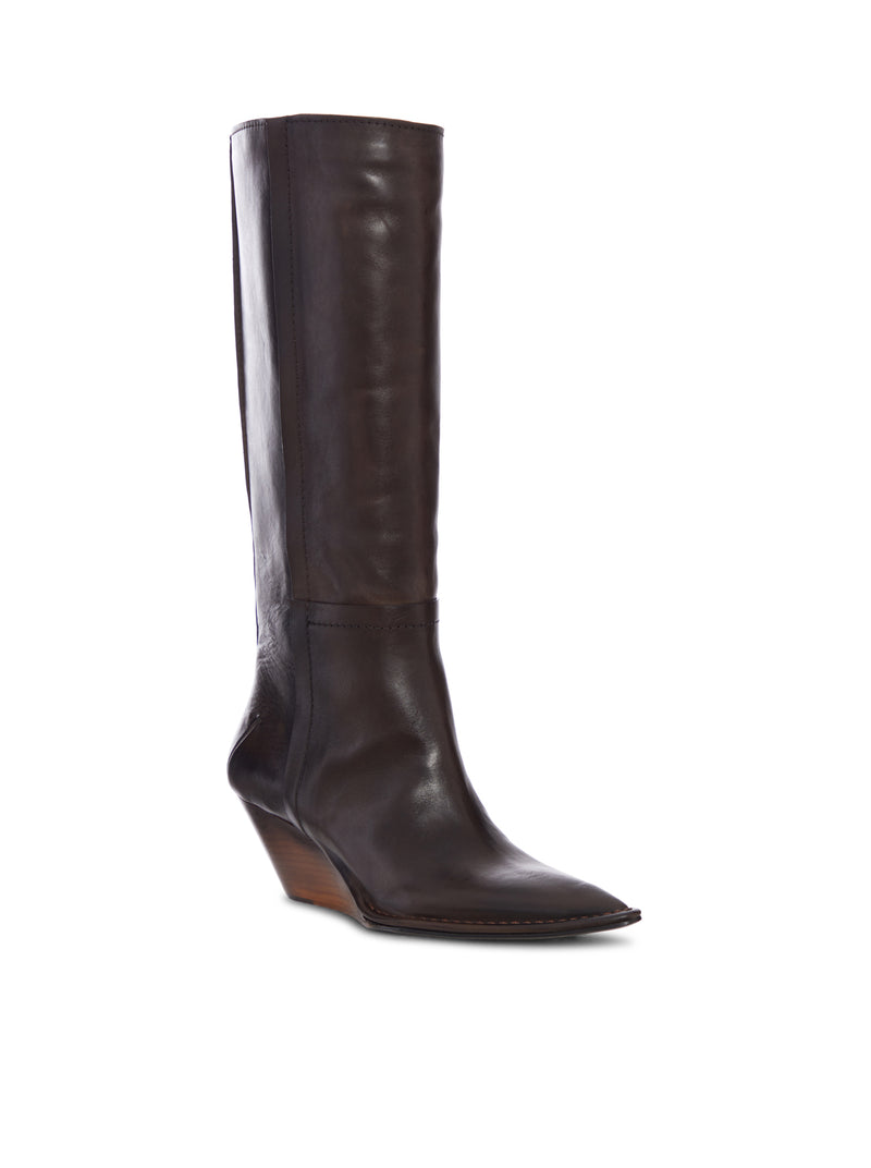 CAMPEROS HIGH LEATHER BOOT WITH WEDGE
