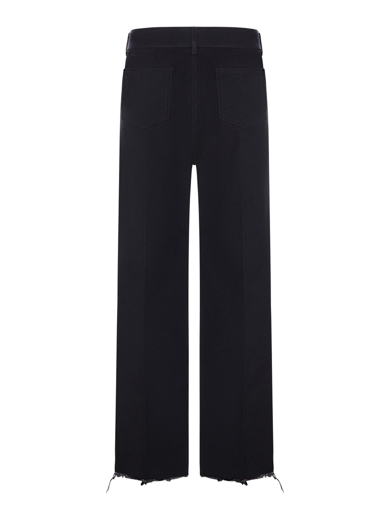 WIDE LEG JEANS IN CERAT DENIM WITH FRAYED HEM