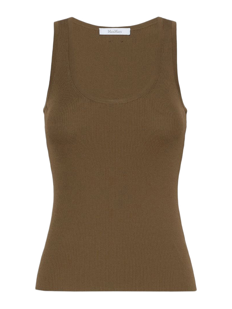 FITTED RIBBED TOP IN VISCOSE CREPE