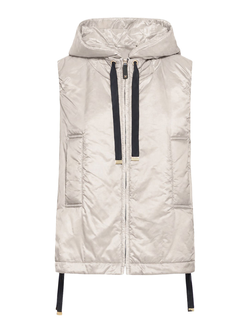 PADDED VEST WITH HOOD IN WATERPROOF CANVAS