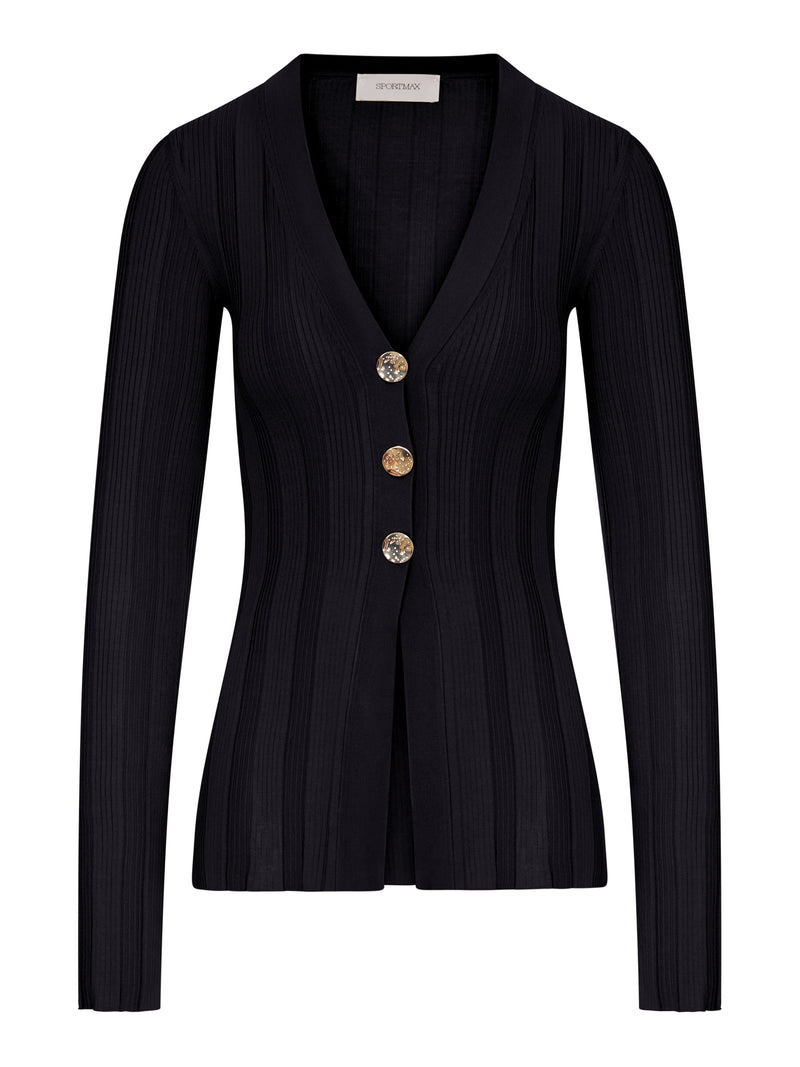 SLIM RIBBED VISCOSE CARDIGAN
