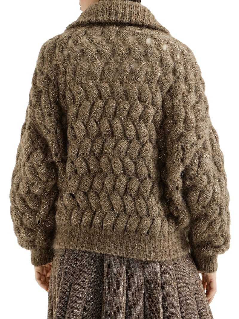 CARDIGAN DAZZLING ZIGZAG CABLES IN MOHAIR E LANA