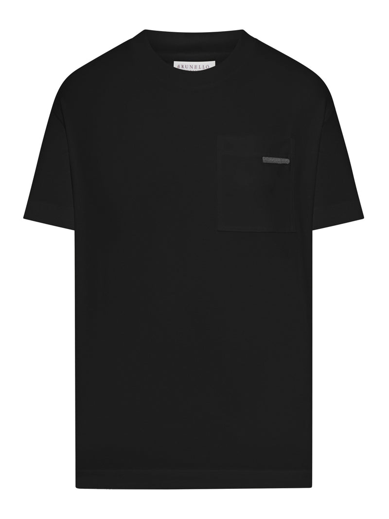 CREW NECK COTTON T-SHIRT WITH MOBILE APPLICATION