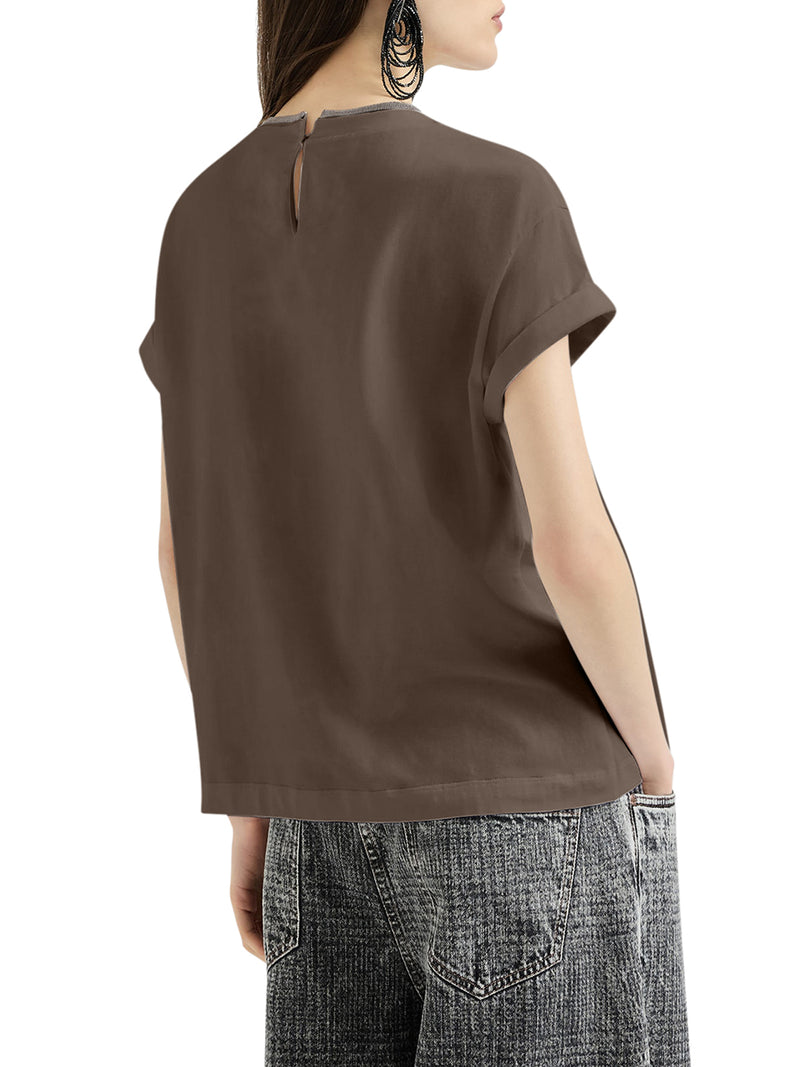 JERSEY T-SHIRT WITH PRECIOUS FAUX LAYERING
