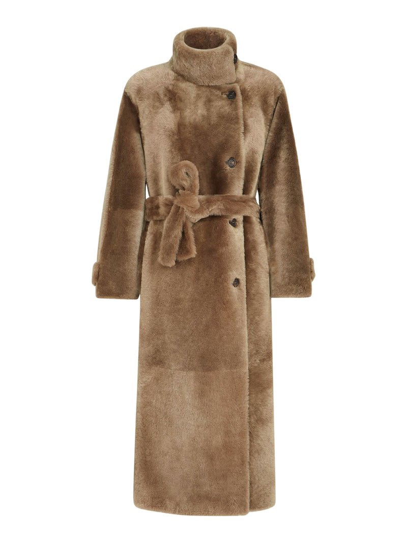 SHEARLING COAT WITH BELT AND FURNITURE
