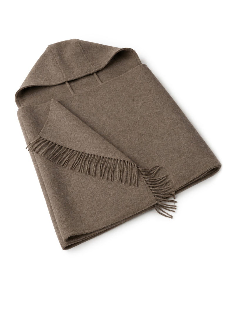WOOL AND CASHMERE KNIT SCARF WITH HOOD