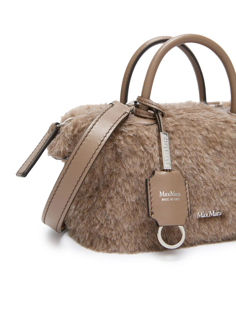 SMALL BOWLING BAG IN ALPACA AND CASHMERE TEDDY FABRIC