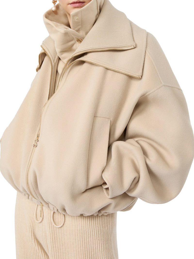 PURE WOOL BOMBER JACKET WITH REMOVABLE FRONT INSERT