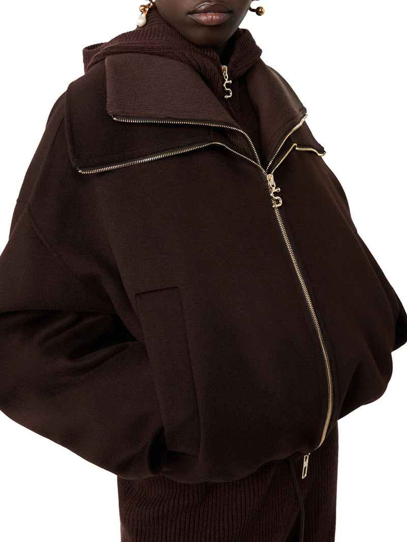 PURE WOOL BOMBER JACKET WITH REMOVABLE FRONT INSERT
