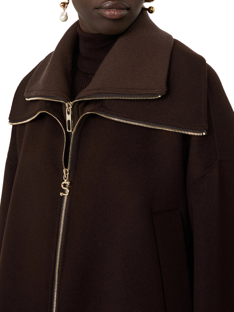 PURE WOOL BOMBER JACKET WITH REMOVABLE FRONT INSERT