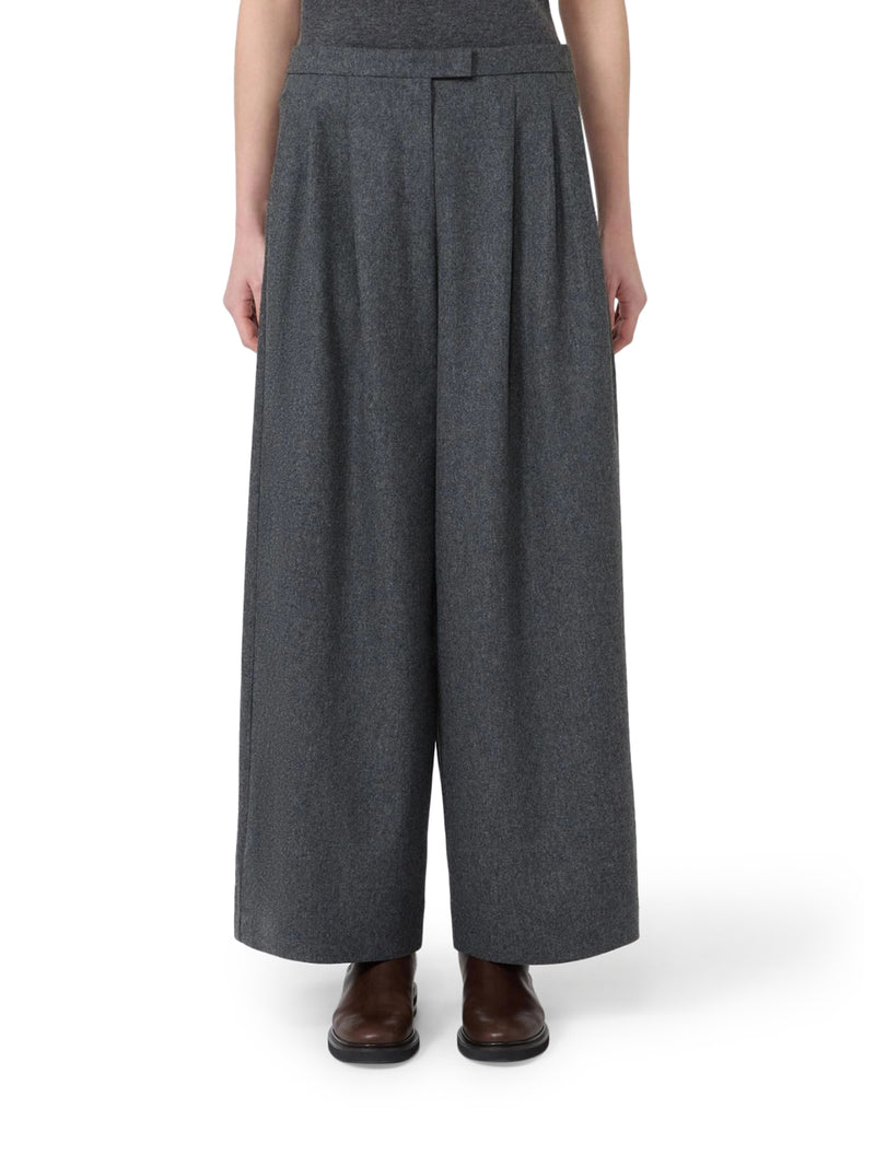 FLARED WOOL FLANNEL TROUSERS