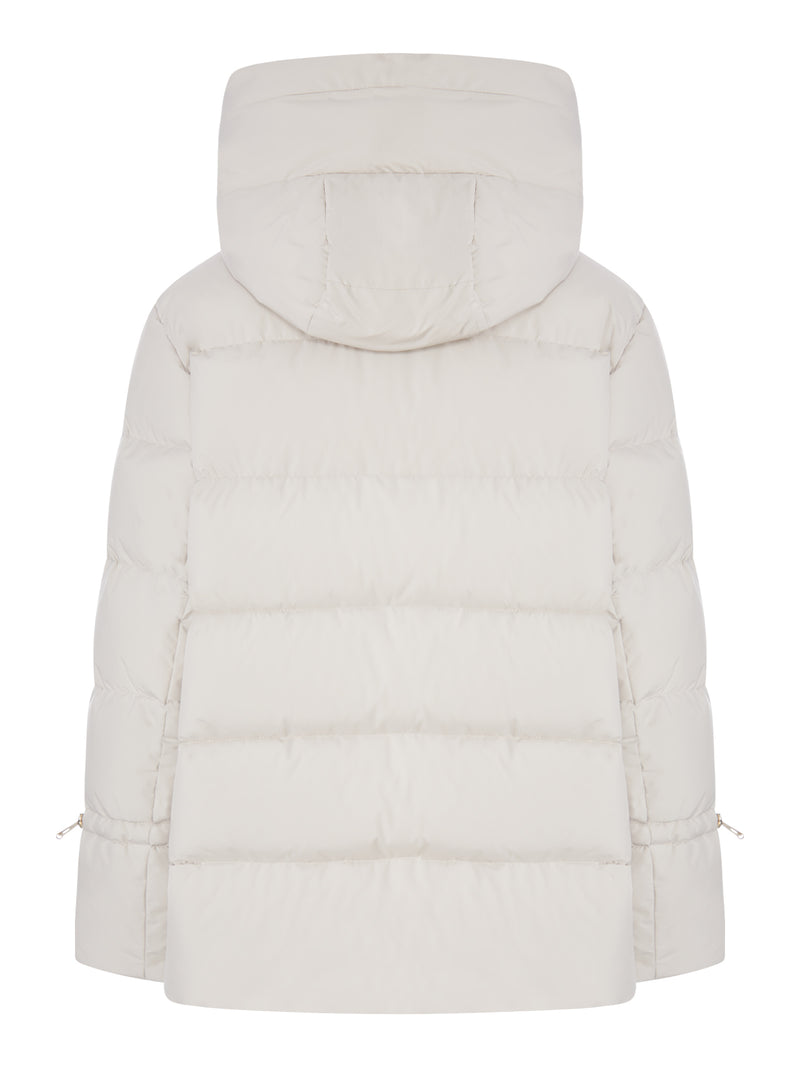 SHORT QUILTED NYLON DOWN JACKET WITH HOOD