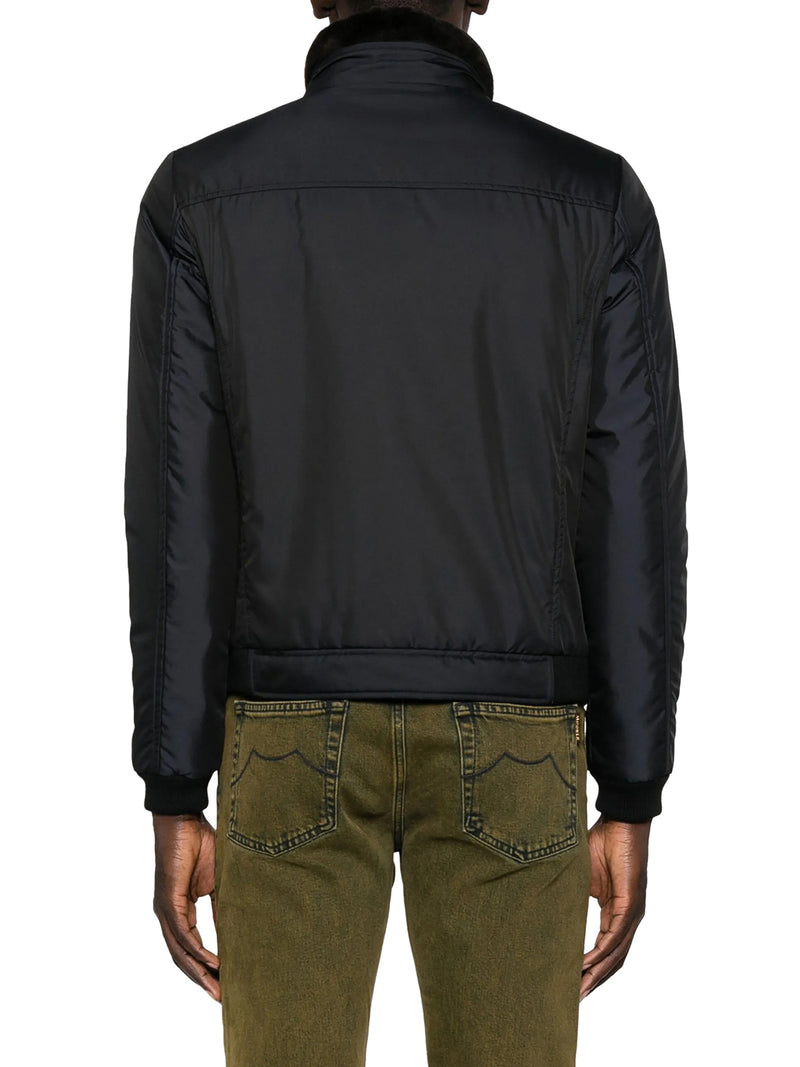 TECHNICAL FABRIC BOMBER JACKET WITH FUR COLLAR
