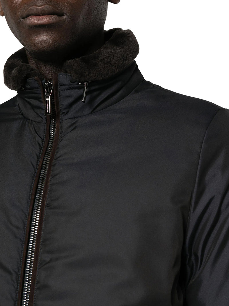 TECHNICAL FABRIC BOMBER JACKET WITH FUR COLLAR