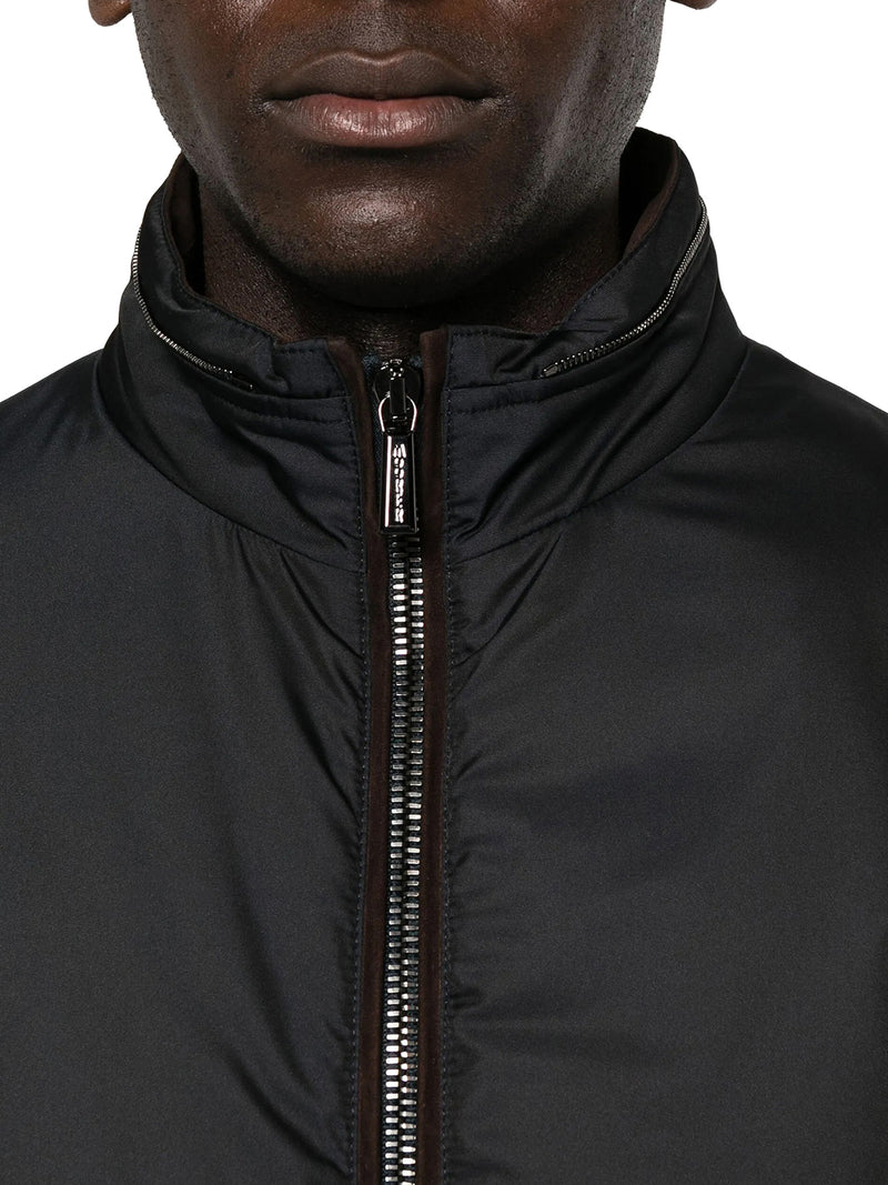 TECHNICAL FABRIC BOMBER JACKET WITH FUR COLLAR