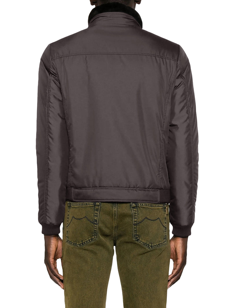 TECHNICAL FABRIC BOMBER JACKET WITH FUR COLLAR