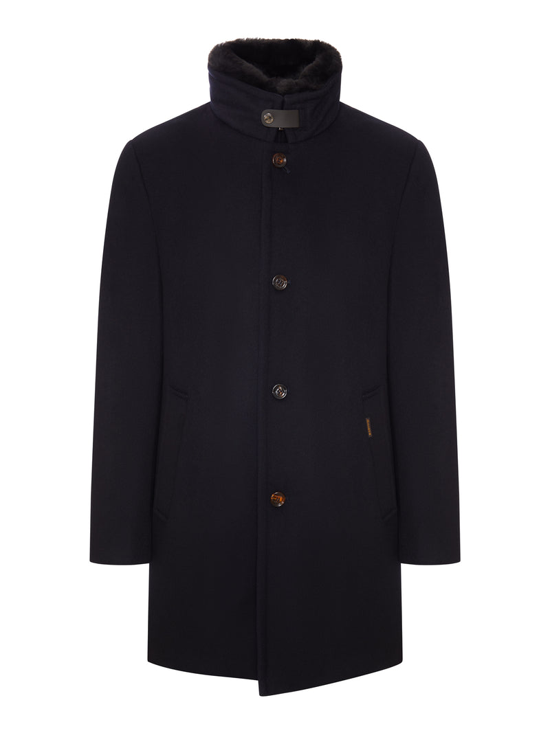 CASHMERE BLEND COAT WITH FUR COLLAR