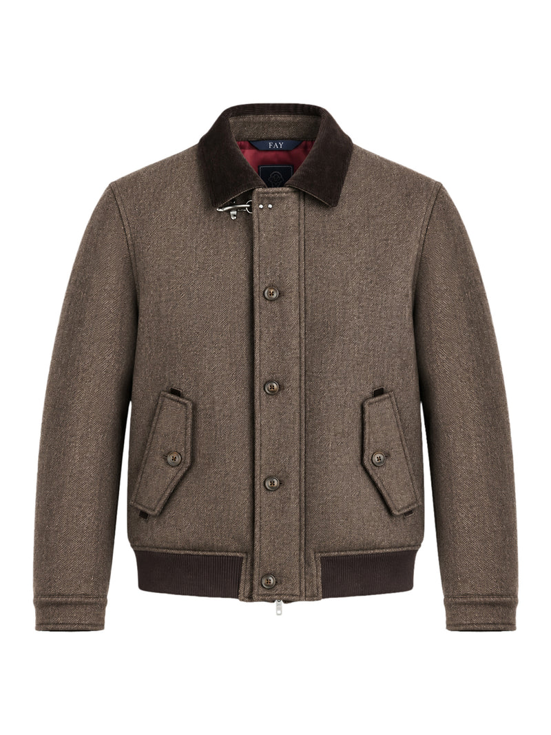DOUBLE-FACED WOOL DRIVING BOMBER JACKET