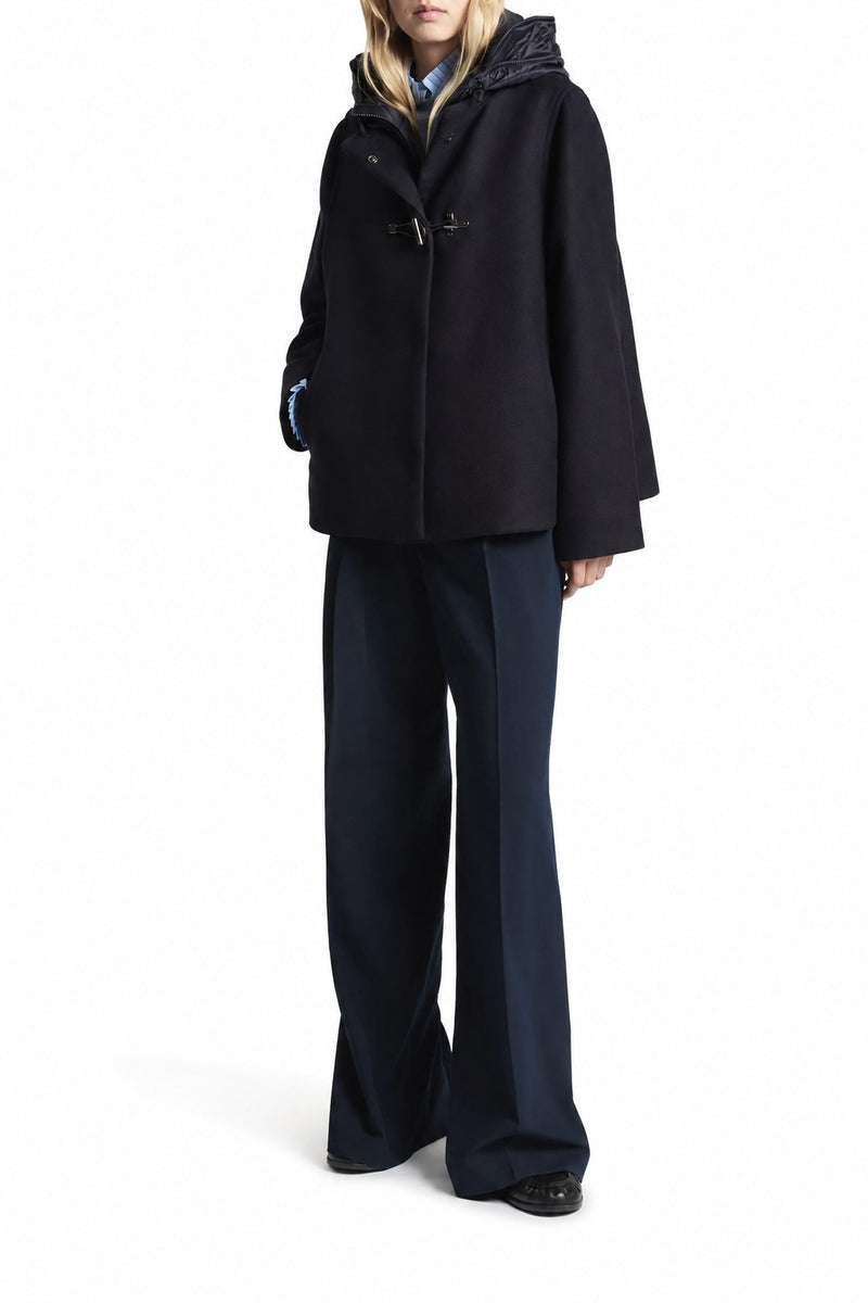 TOGGLE COAT CAPE IN WOOL AND CASHMERE BRUSHED CLOTH