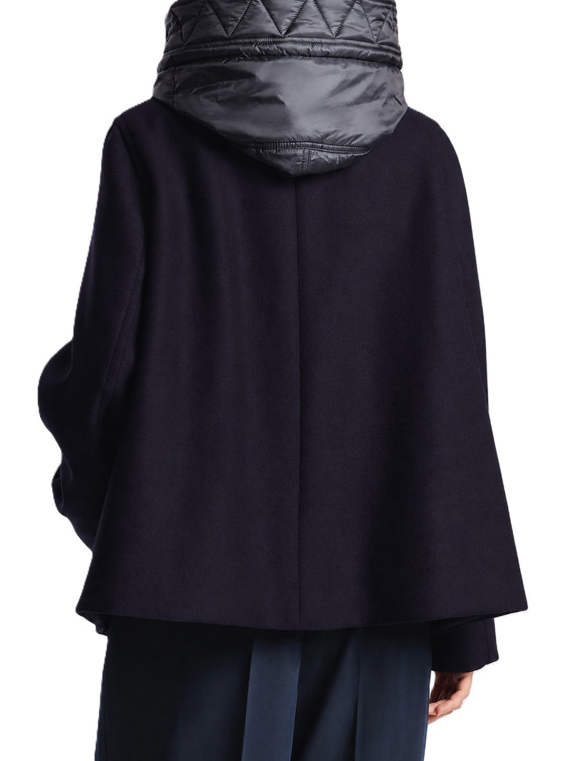 TOGGLE COAT CAPE IN WOOL AND CASHMERE BRUSHED CLOTH