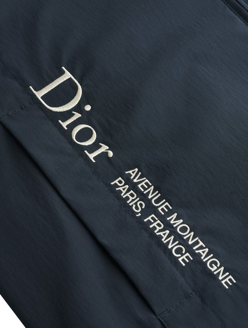DIOR MONTAIGNE EMBROIDERED WINDBREAKER IN DEEP BLUE TECHNICAL FABRIC