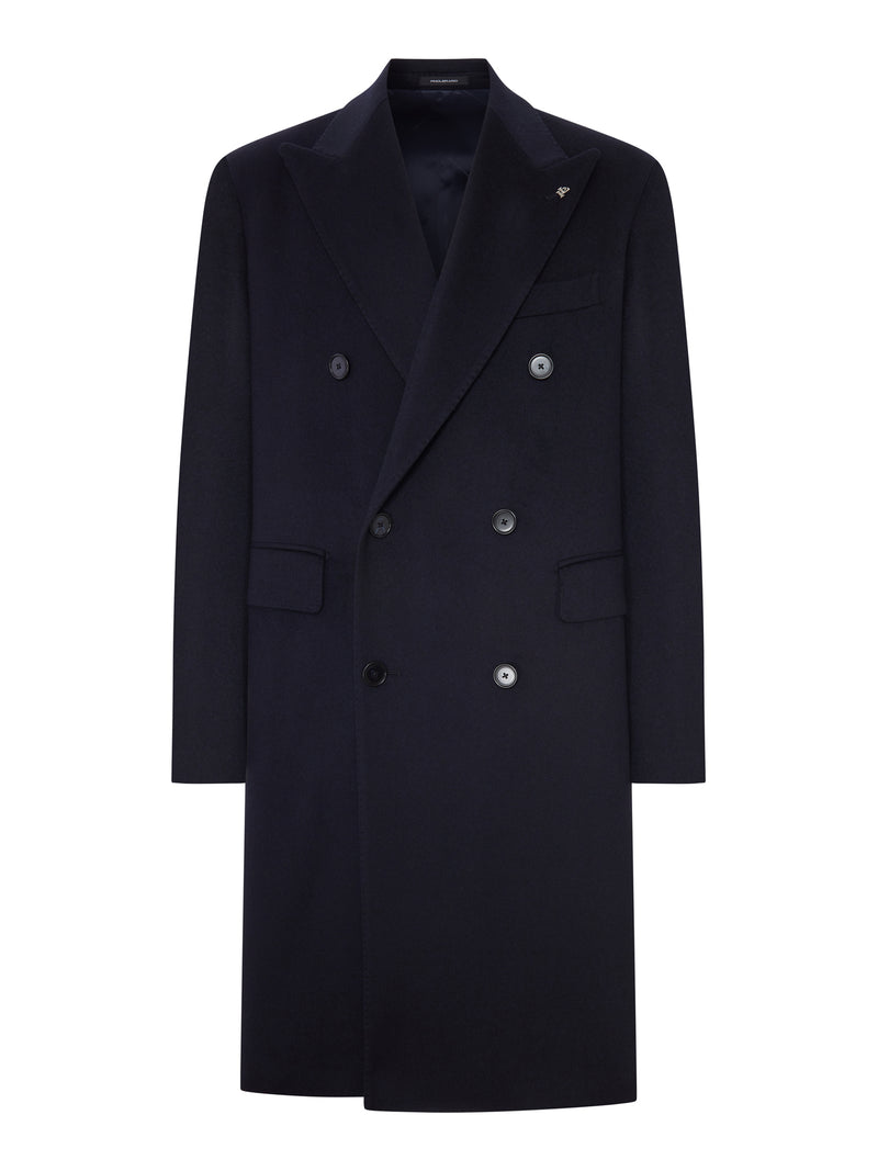 DOUBLE-BREASTED CLOTH COAT WITH PEAK LAPEL
