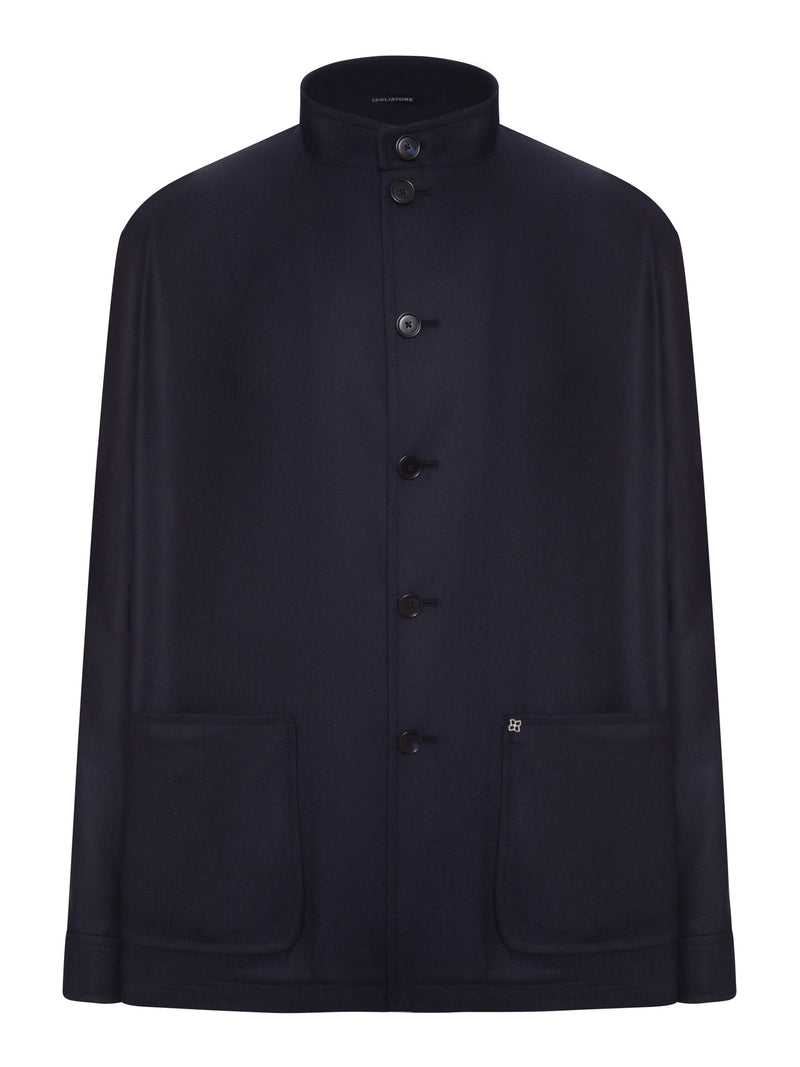 WOOL BLOUSON WITH MANDARIN COLLAR