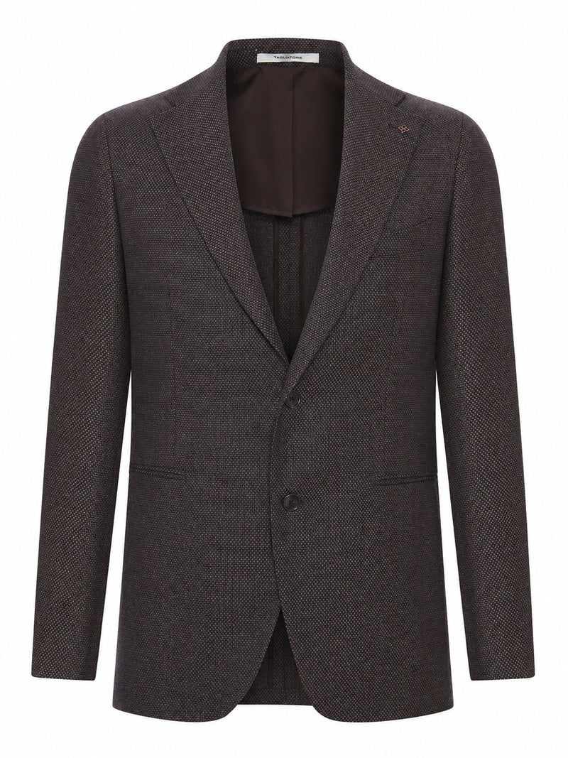 TEXTURED FABRIC BLAZER JACKET WITH TWO BUTTONS