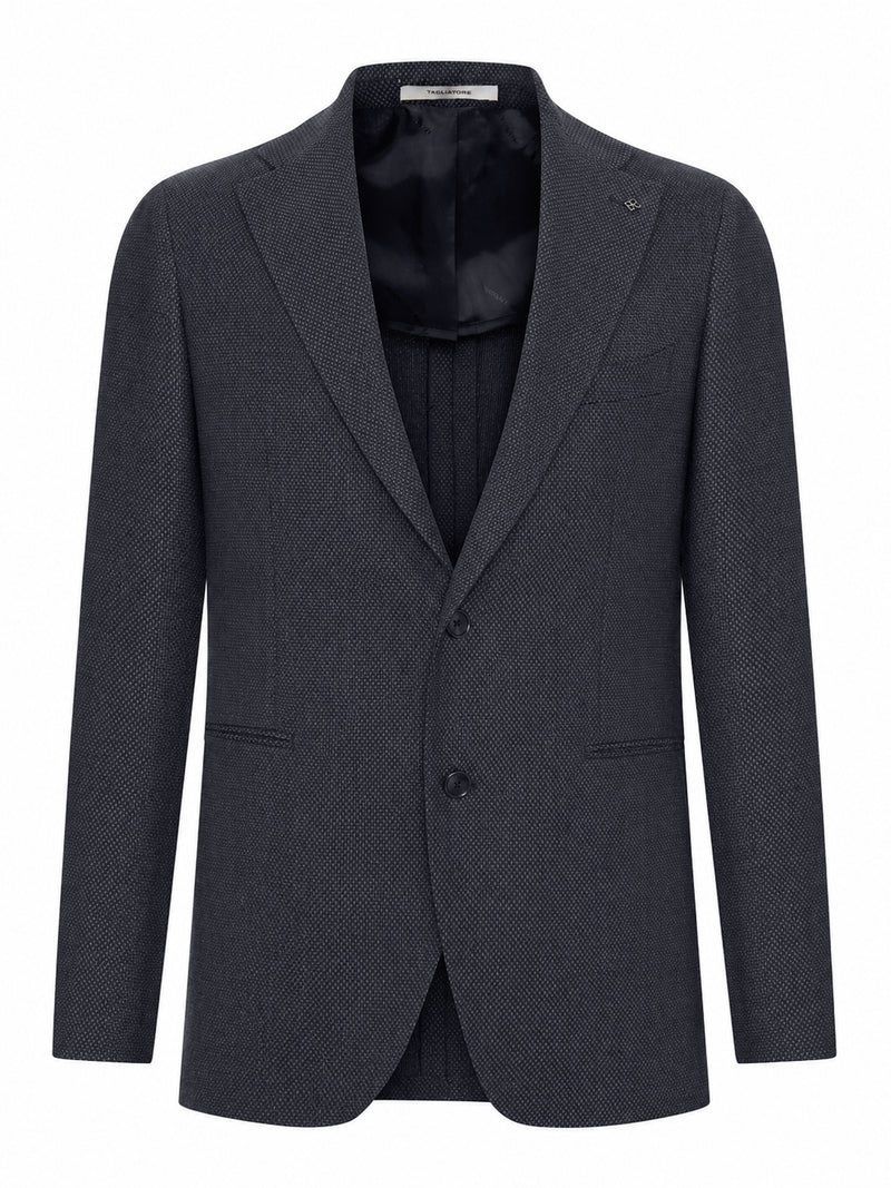 TEXTURED FABRIC BLAZER JACKET WITH TWO BUTTONS